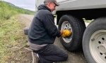 Flat Tire on Cassiar Stewart Highway near Good Hope Lake