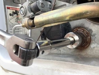 Remove anode to drain RV water heater.