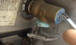 Open RV water heater pressure release valve.