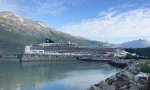 Cruise ship at port in Skagway Alaska