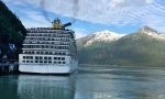 Cruise ship at port in Skagway Alaska