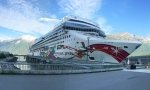 Cruise ship at port in Skagway Alaska