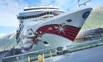 Cruise ship at port in Skagway Alaska
