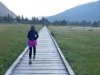 Running on Estuary Boardwalk, Stewart British Columbia