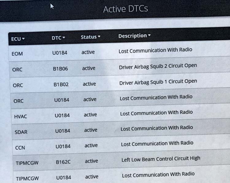 left side seat deployment squib 1 circuit open ram