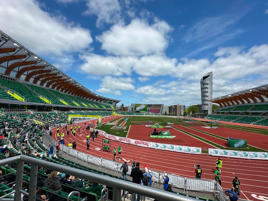 Hayward Field during the 2025 Eugene Marathon