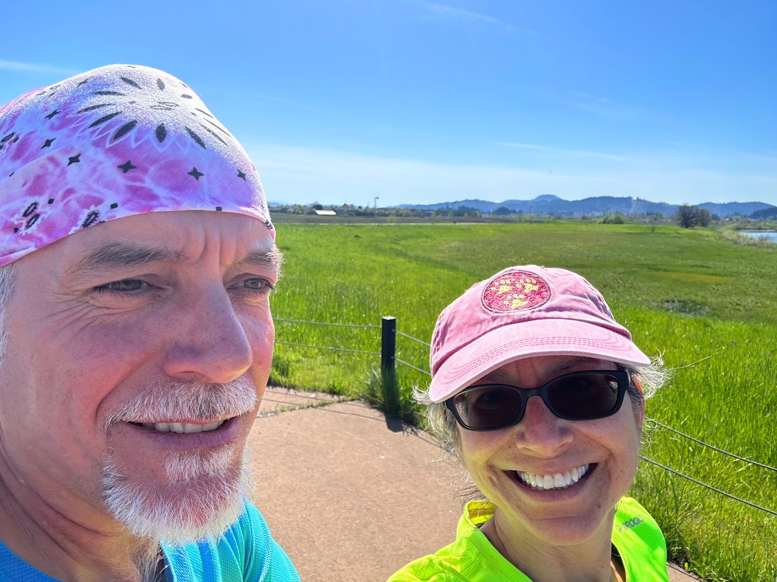 Jim and Rene warm-up run in Eugene