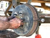 Titan Trailer Disc Brakes Installation, removing drum brakes