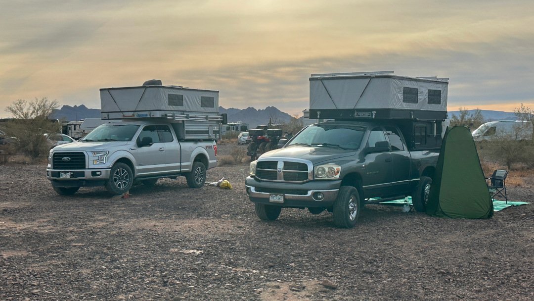 Larry's Hawk and our Project M, both made by Four Wheel Campers