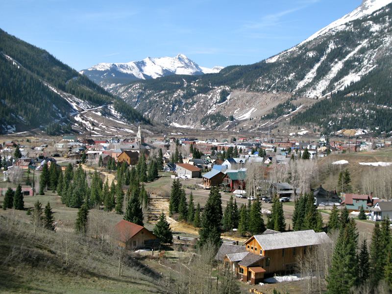 View of Silverton, CO from the hillside above town