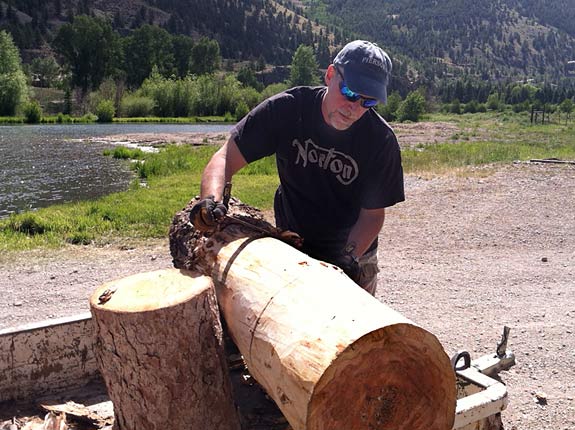Jim Makes Log Benches by Hand Workamping