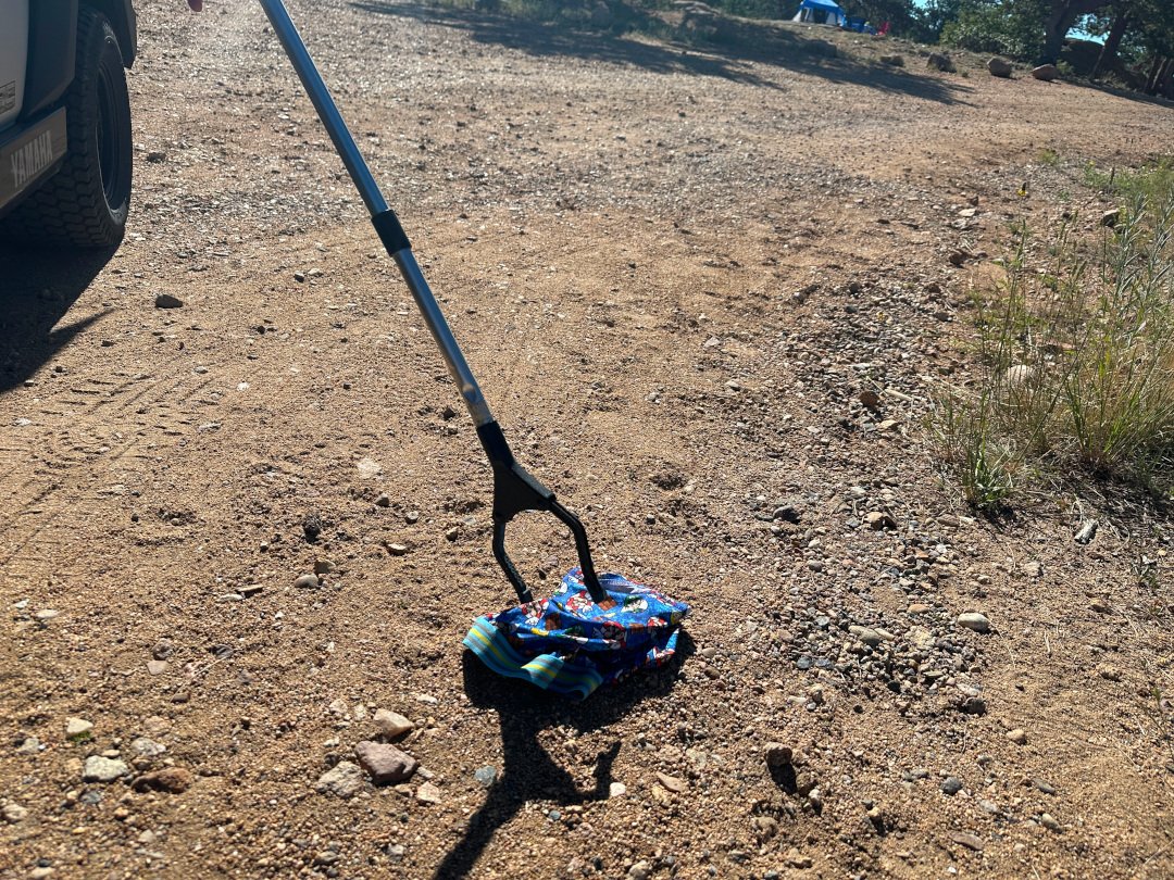 Poopy kids underwear dropped on campground road