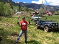 Rene Strings Fence at Workamping Ranch Job