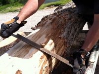 Jim Makes Log Benches by Hand Workamping