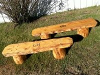 Log Benches Jim Made Workamping at Vickers Ranch