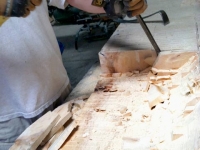 Ranch Workamping Job to Make Handmade Log Fireplace Mantle