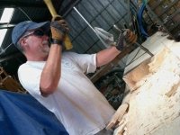 Ranch Workamping Job to Make Handmade Log Fireplace Mantle