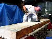 Ranch Workamping Job to Make Handmade Log Fireplace Mantle