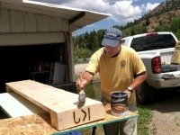 Ranch Workamping Job to Make Handmade Log Fireplace Mantle