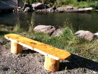 wood work log bench made ranch workamping
