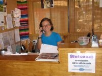 Rene works the front desk at Riverbend Hot Springs