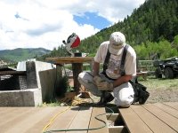 Jim building new deck behind Vickers Ranch rec hall