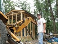 Jim finishes roof on new Vickers well house