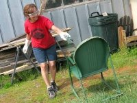 Rene Paints Guest Ranch Chair Workamping at Ranch