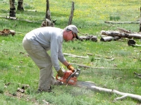 Jim collecting wood for Vickers Ranch Cookouts