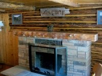 Vickers Ranch Handmade Log Fireplace Mantle