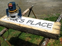 Making Carved Wood Sign to Honor Perk at Vickers Ranch