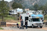 RV newbies in a rental at the campground