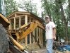 Jim finishes roof on new Vickers well house