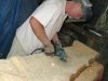 Ranch Workamping Job to Make Handmade Log Fireplace Mantle